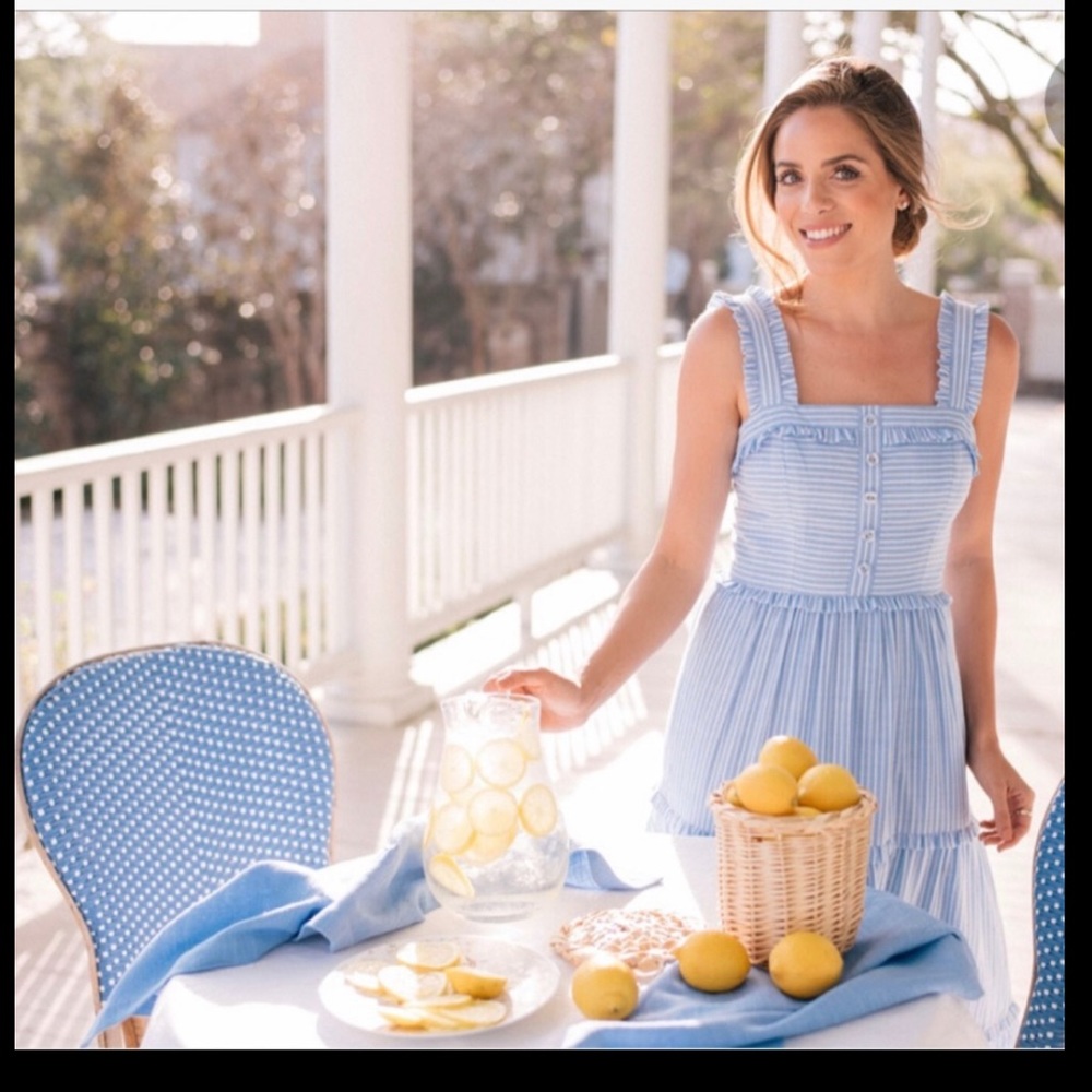 GAL MEETS GLAM Courtney Rio Stripe Lawn Maxi Dress